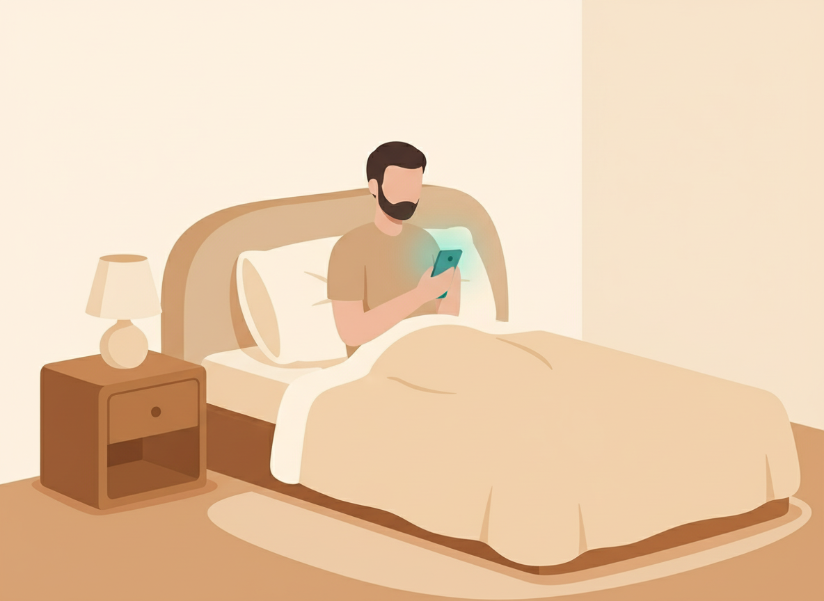 Person searching for answers privately on their phone late at night